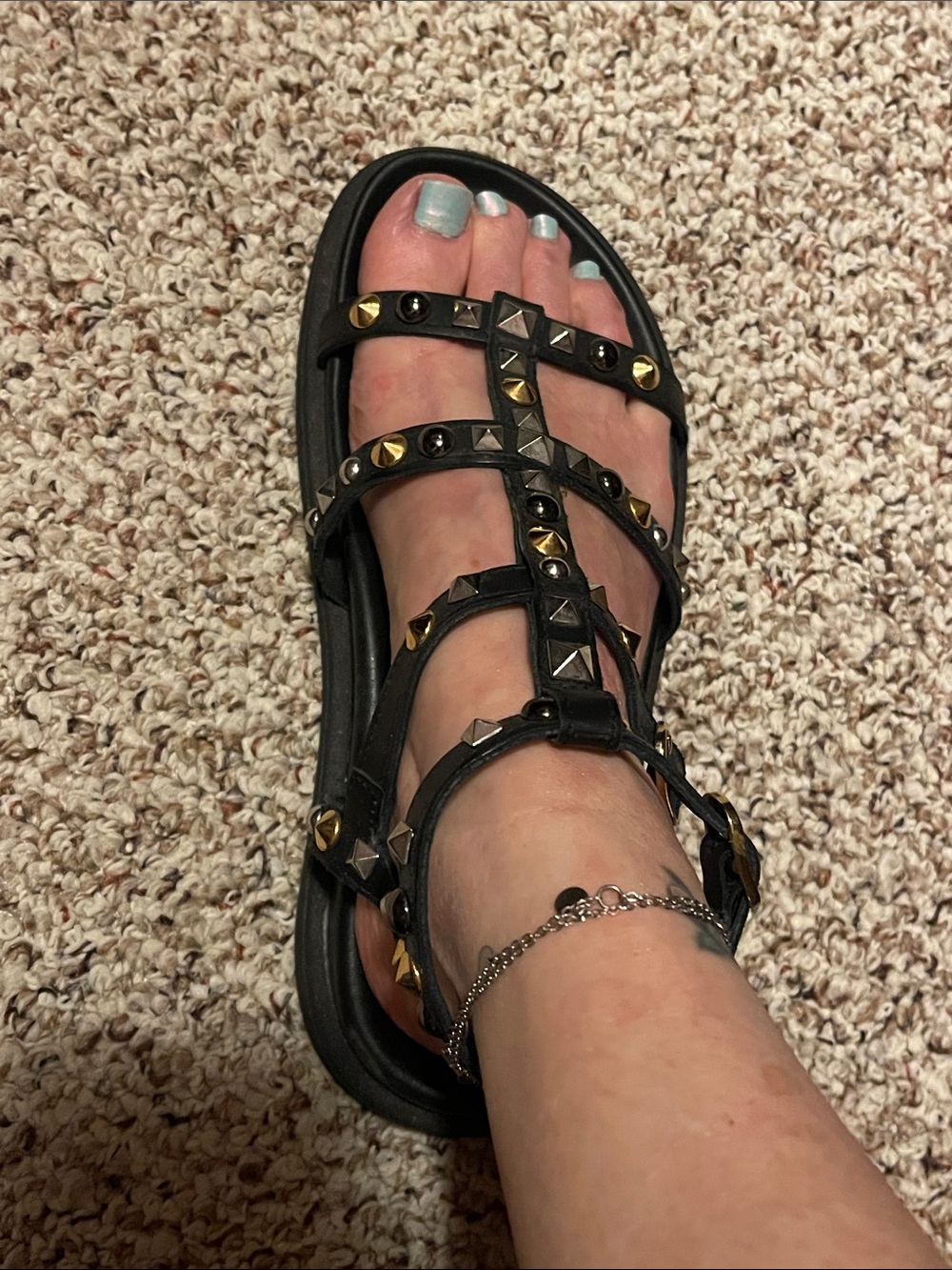 Black Studded Gladiator Sandal